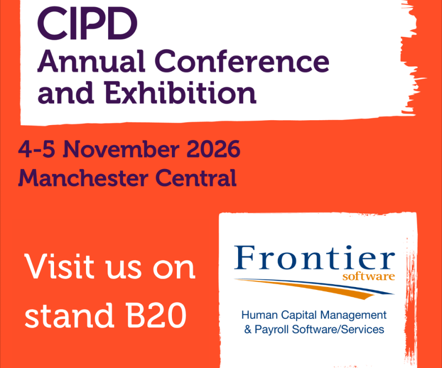 CIPD ACE 2026 banner visit Frontier Software on stand B20 white text